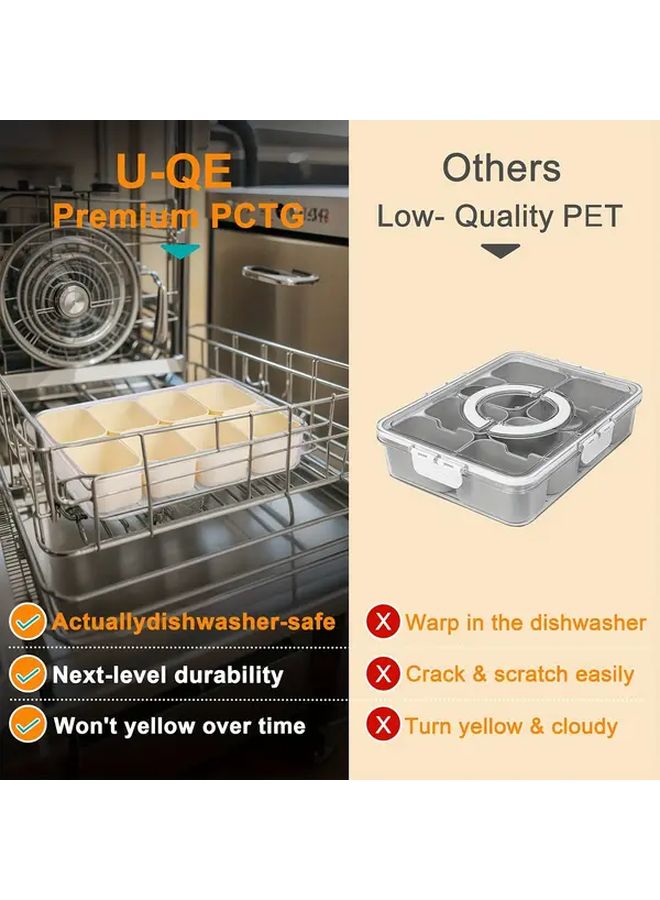 8 شبكات علبة وجبات خفيفة شفافة مع غطاء مقبض آمنة في غسالة الصحون والمايكروويف حاوية طعام محمولة - Image 4